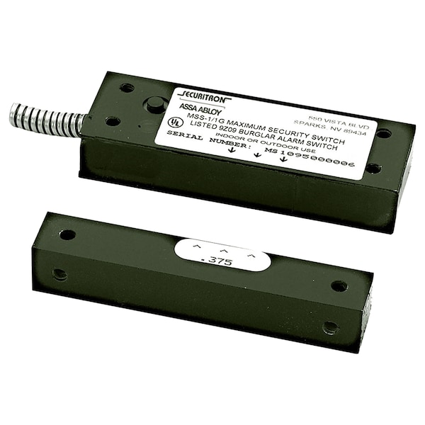 Securitron Mag Lock, Surface Mount Maximum Security Switch, Black, 12/24 VDC MSS-1G - main